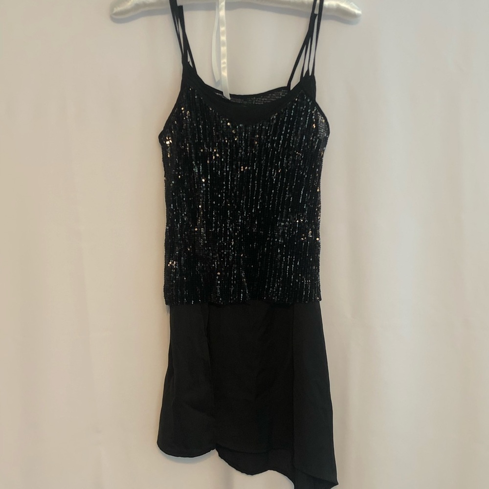 1920s inspired Black Sequin Slip Dress